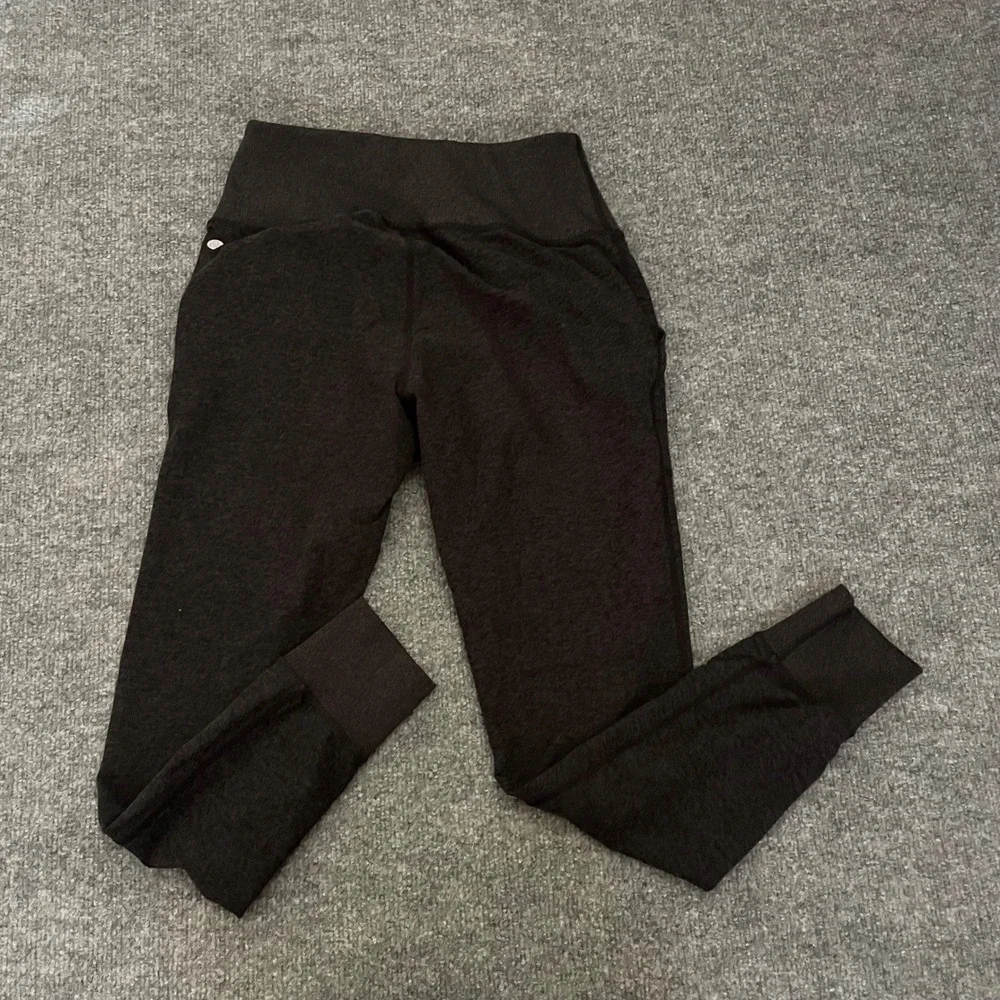 Zella High Waisted Joggers Women's Medium Heathered Black Athletic Pants Pockets - Picture 2 of 8